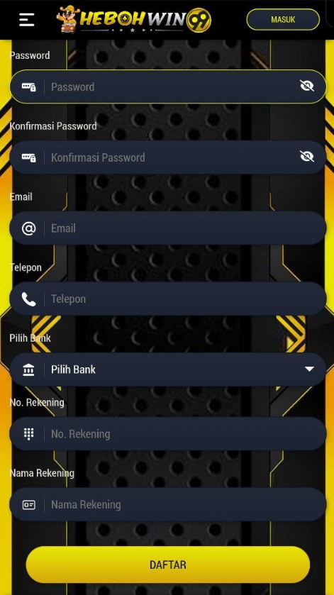 Contoh tampilan form daftar
